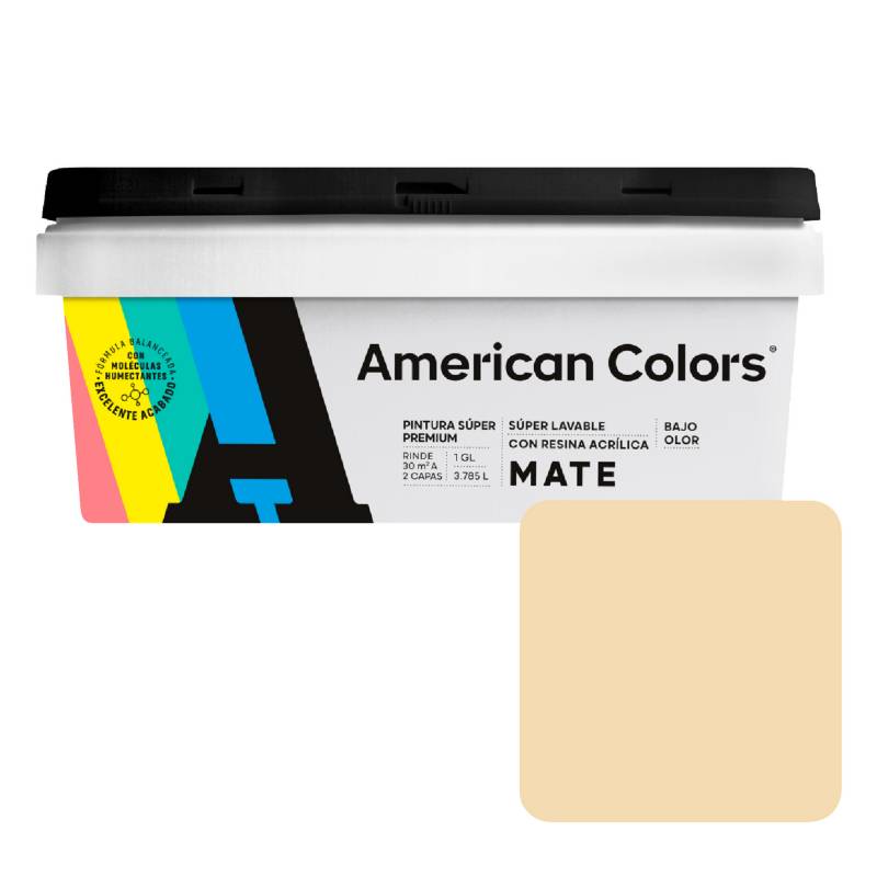 AMERICAN COLORS - Pintura American Latex Mate Marfil 1GL