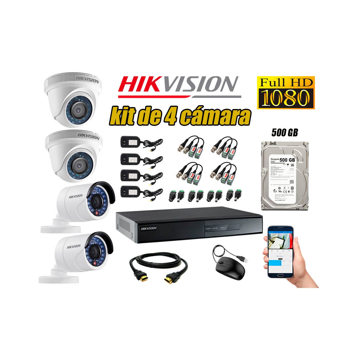 Kit 4 Cámaras de Seguridad Full 1080p Disco Vigilancia + Kit de Herramientas Gratis | Sodimac Perú