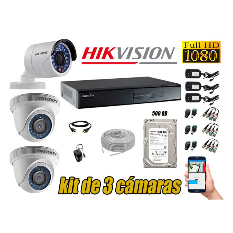 Kit 3 Cámaras de Seguridad Full HD 500GB Vigilancia Kit de Herramientas Gratis | Sodimac Perú