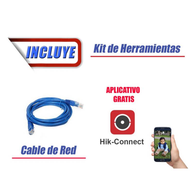 HIKVISION - Kit 16 Cámaras de Seguridad  Full HD 1080p Disco 2TB Vigilancia + Kit de Herramientas Gratis