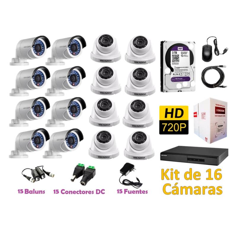 Kit 16 Cámaras De Seguridad Hd 720p Disco 3tb Wd Completo Sodimac Perú 