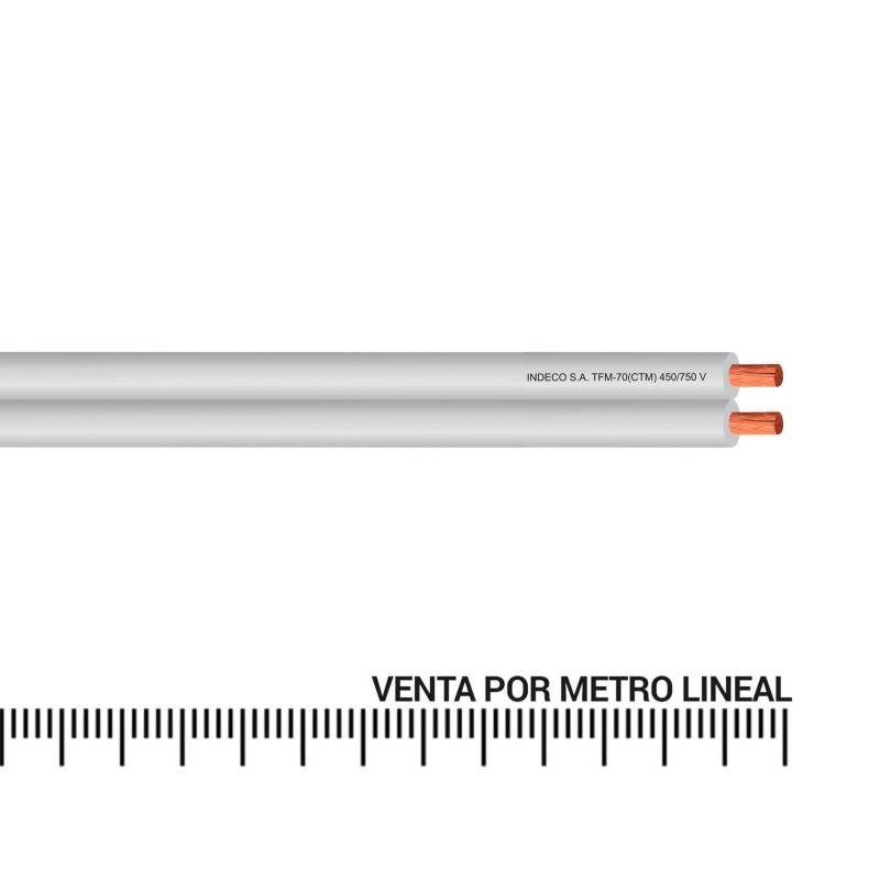 INDECO - Cable Mellizo 2x16 AWG Blanco por Metro Lineal