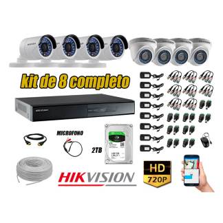HIKVISION - Kit 8 Cámaras de Seguridad HD 720P 2TB Vigilancia + Kit de Micrófono