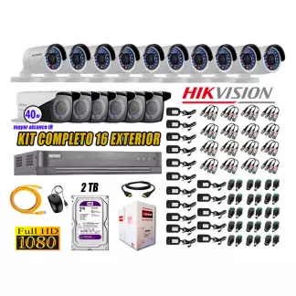 HIKVISION - Cámaras de Seguridad Exterior Varifocal Kit 16 Full HD 1080P + Disco 2TB WD CCTV P2P KIT16-FHD-V2-F115