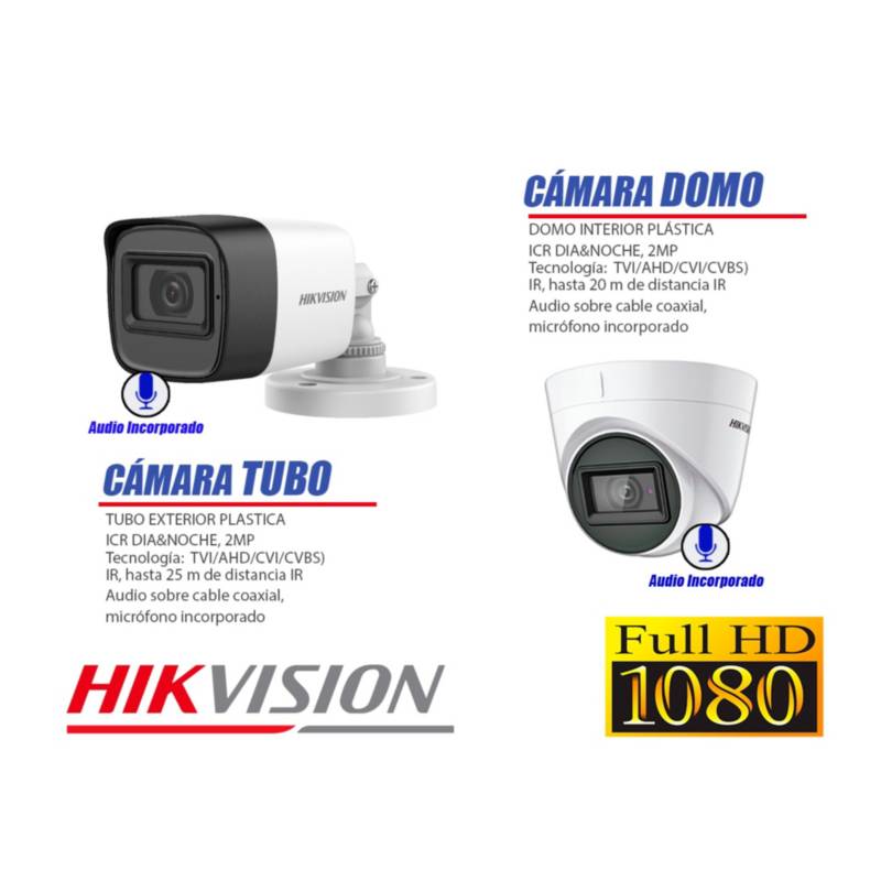 Kit Cámaras Seguridad Con Audio Incorporado Full HD 1080P Vigilancia CCTV | Sodimac Perú