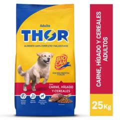 THOR - Thor Adultos Alimento para Perros 25 kg Sabor Carne, Hígado y Cereales