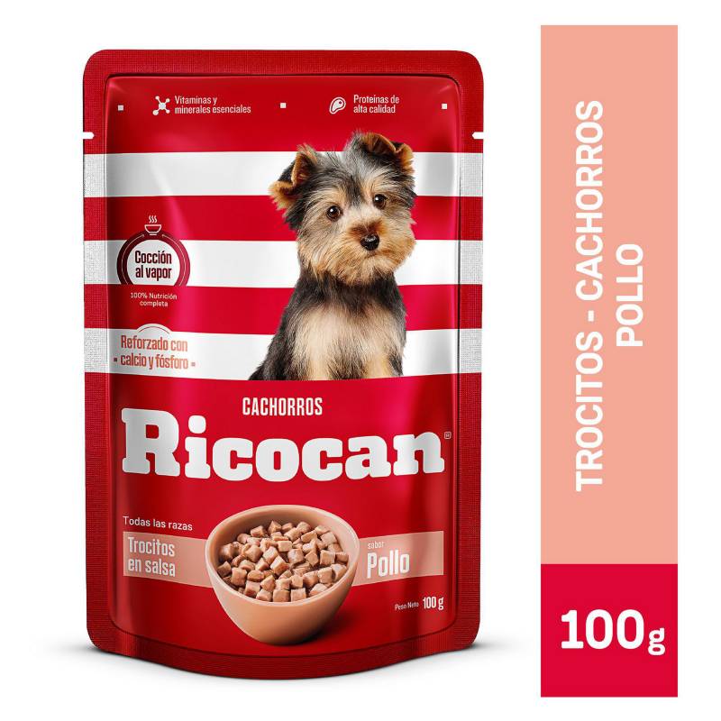 RICOCAN - Ricocan Cachorros Alimento para Perros Pouch Trocitos 100 gr Sabor Pollo