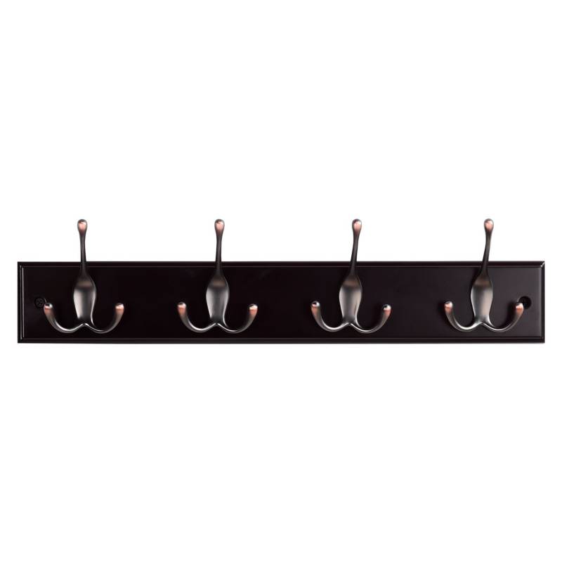 Perchero de pared negro – 5 ganchos triples – 40 cm – Perchero de