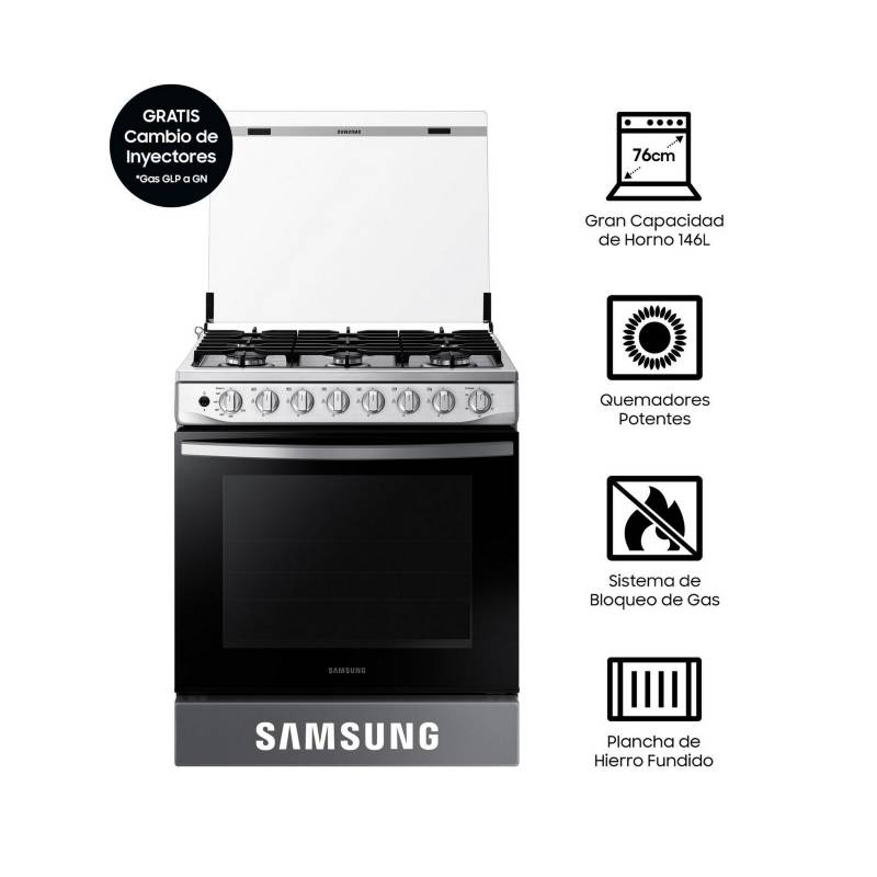 SAMSUNG - Cocina Samsung a Gas 6 Hornillas NX52T5311PS Gris