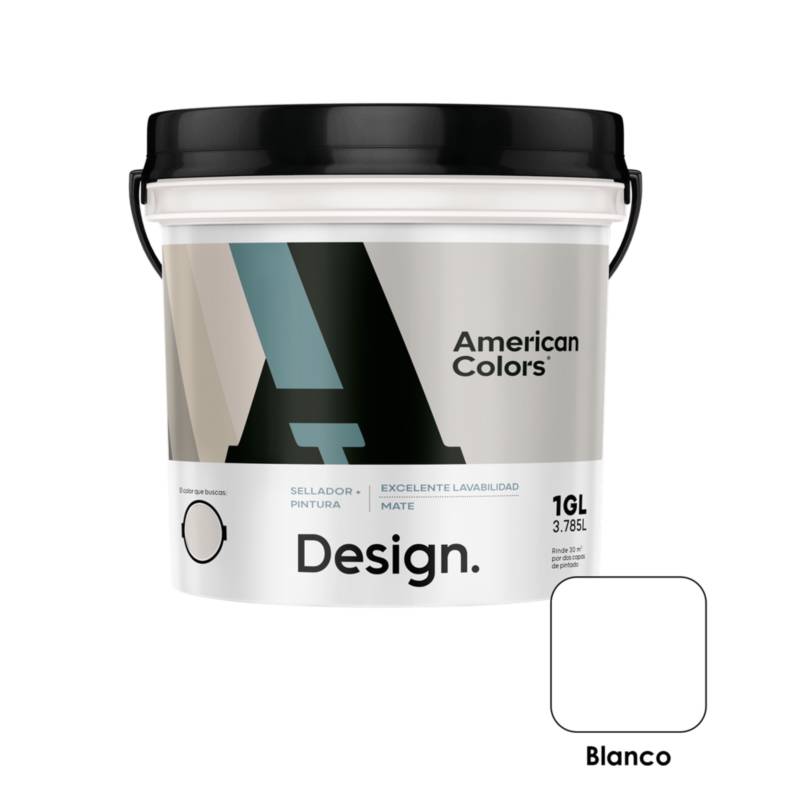 AMERICAN COLORS - Pintura Látex Design Blanco 1 GL
