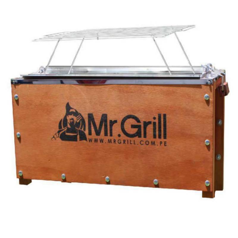 MR GRILL - Caja China Mr Grill Mini 30x28x48cm Caoba + Parrilla Varilla