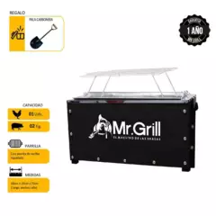 MR GRILL - Caja China Mr Grill Mini S 40x25x25 cm Black Galv + Parrilla de Varillas + Lampita Carbonera