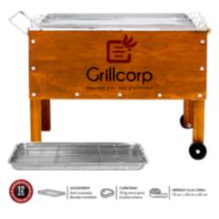 GRILLCORP - Caja China Grillcorp Mediana 70x40x55cm Galvanizado Caoba