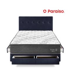 PARAISO - Dormitorio con Cajones Paraíso Pocket StarQueen Azul + Colchón + 2 Almohadas + Protector