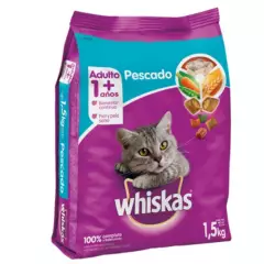WHISKAS - Whiskas Adultos Alimento para Gatos 1.5 kg Sabor Pescado