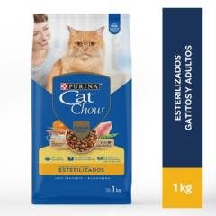 CAT CHOW - Cat Chow Adultos Alimento para Gatos Esterilizado 1 kg Sabor Pescado, Arroz y Verduras