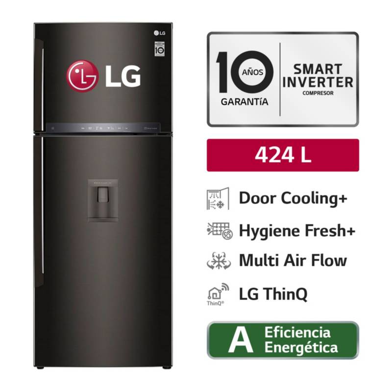 LG - Refrigeradora LG 424 Lt Top Freezer GT44AGD Negro Acero