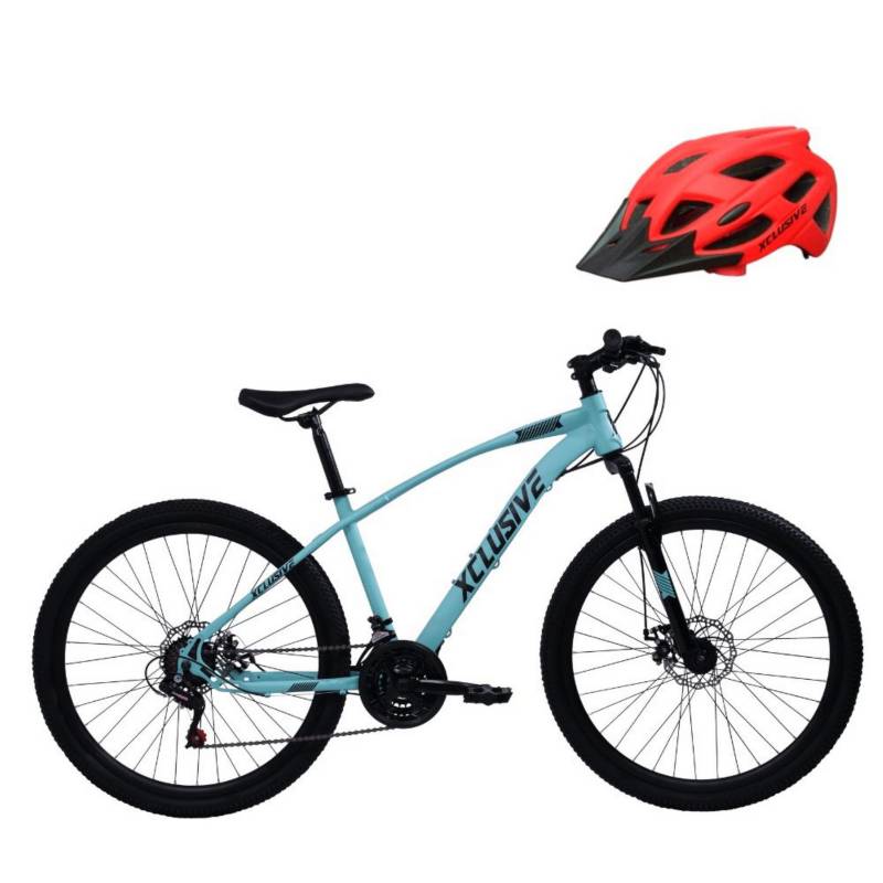 XCLUSIVE - Bicicleta de Acero Xclusive Aro 26 T/N + Cascos Xclusive Mtb Rojo M/L