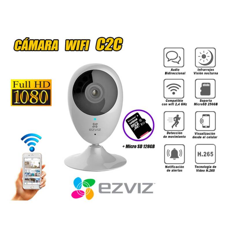 EZVIZ - Cámara Seguridad Inalambrico Wifi EZVIZ Full Hd C2C micro SD 128GB