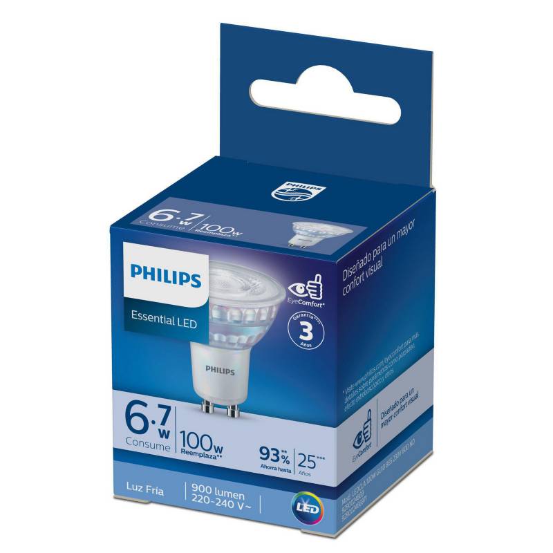 PHILIPS - Dicroica GU10 LED 6.7W 100W Luz Fría