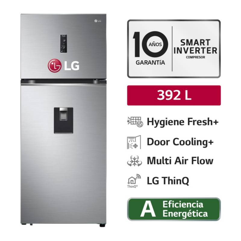 LG - Refrigeradora LG 392 Lt Top Freezer GT39SGP Plata