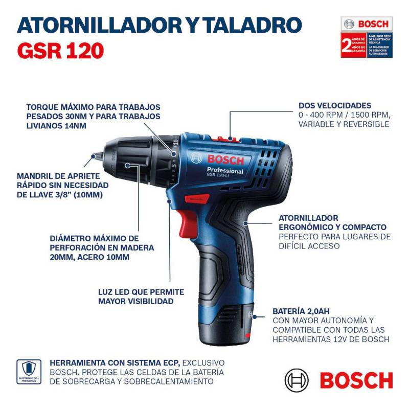 Taladro Atornillador GSR 120-LI (Sin batería) Bosch