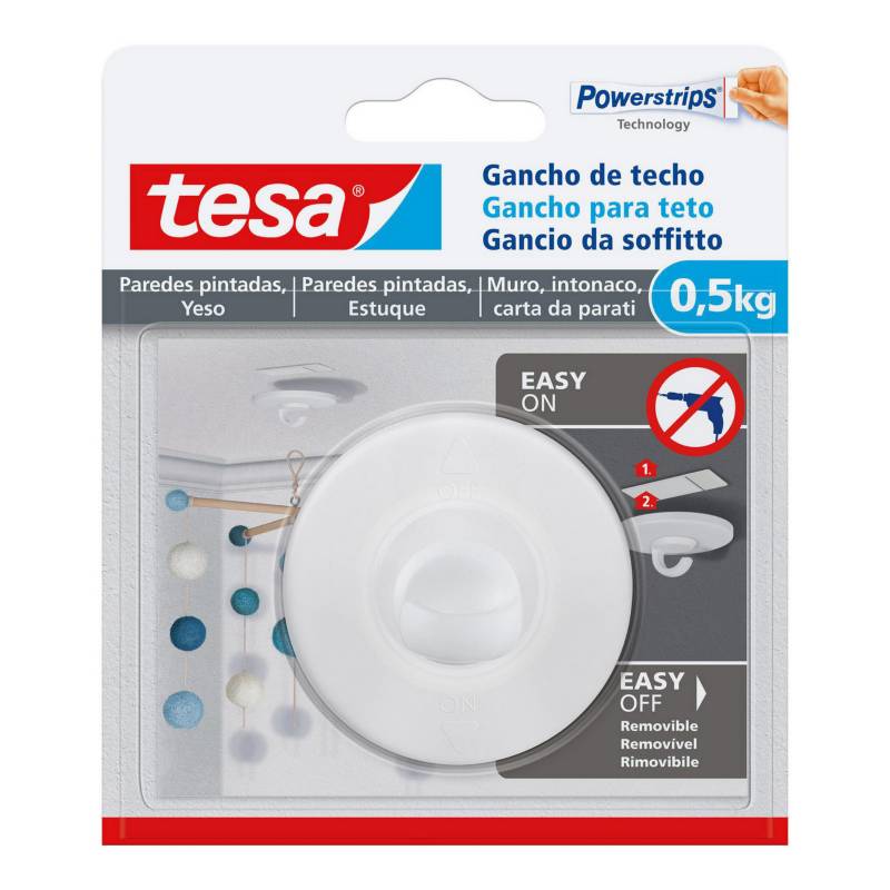 TESA - Gancho Adhesivo Pared Pintada Techo 05 kg