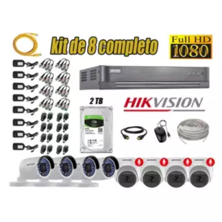 HIKVISION - Kit 8 Cámaras Seguridad Full Hd Hikvision 04 Camara Audio Incorporado Lite