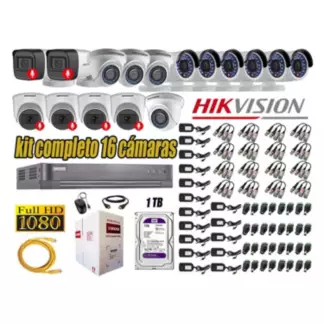 HIKVISION - Kit 16 Cámaras Seguridad Full Hd Hikvision 6 Camara Audio Incorporado Lite