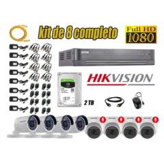 HIKVISION - Kit 8 Cámaras Seguridad Full HD Hikvision 04 Cámaras Audio Incorporado Lite