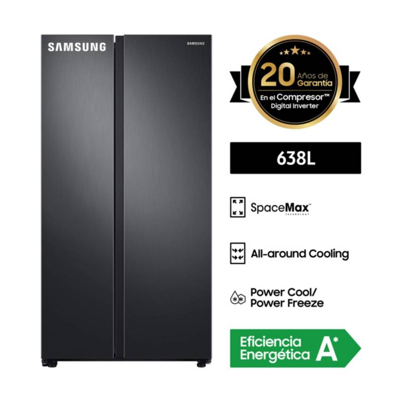 SAMSUNG - Refrigeradora Samsung 638 Lt Side By Side Space Max Rs64T5B00B1 Negro