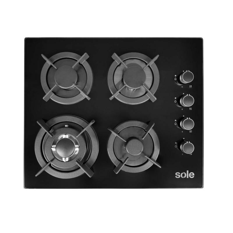 SOLE - Cocina Empotrable Sole a Gas 4 Hornillas SOLCO068 Negro