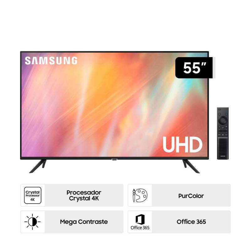 SAMSUNG - Televisor Samsung Smart UHD 4K 55" UN55AU7090GXZS