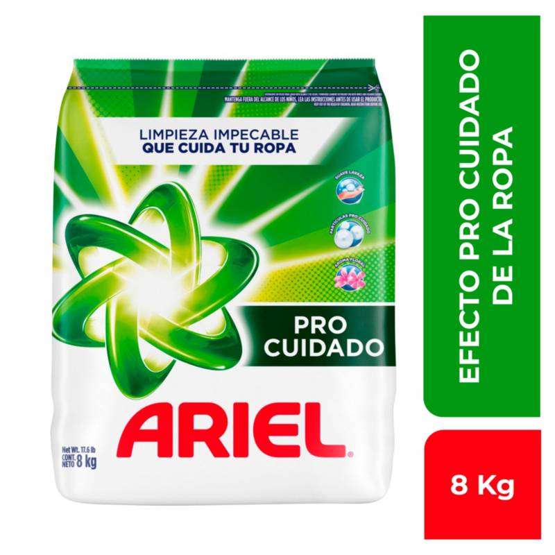 ARIEL - Detergente en Polvo Ariel Pro Cuidado 8kg