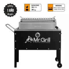 MR GRILL - Caja China Mr Grill Med Jr 35x50x60 cm Premium Black Acero Mixto + Parr. Regulable + Termómetro