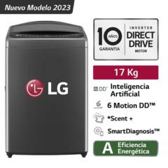 LG - Lavadora LG 17kg AI DD Carga Superior WT17BV6 Negro Claro