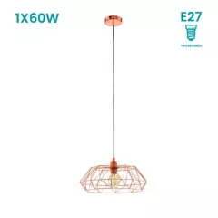 EGLO - Lámpara Colgante Carlton 2 1L E27 Eglo Naranjo/Cobre