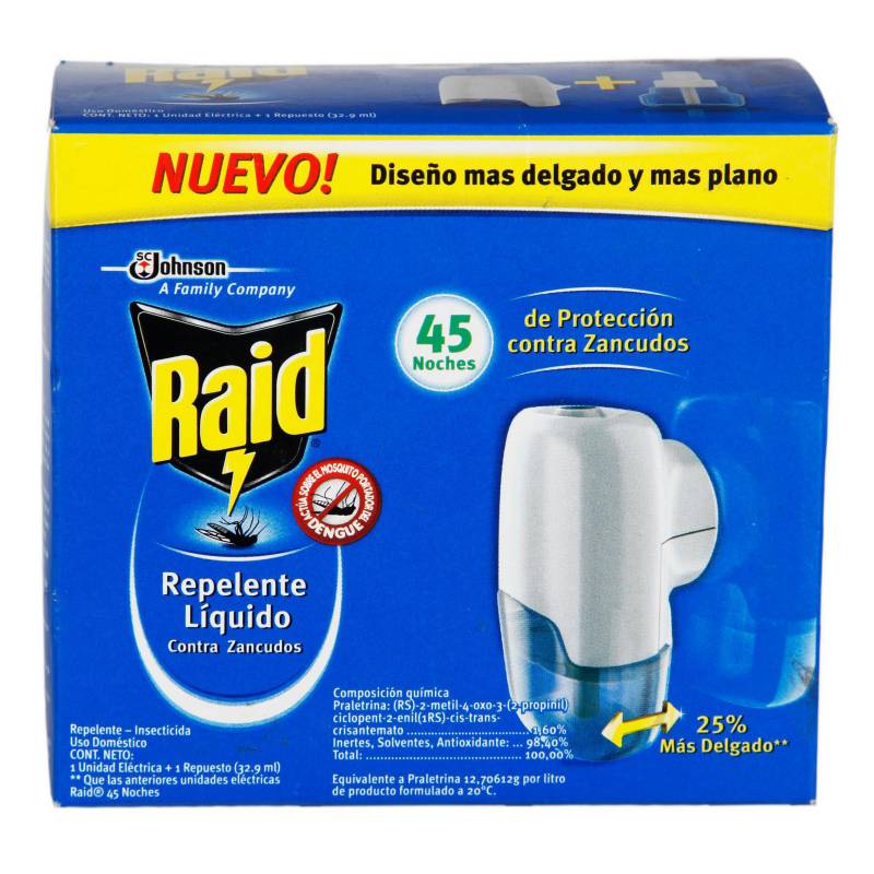 RAID - Repelente Líquido Zancudos 33ml Spray (210) Repele zancudos y mosquitos