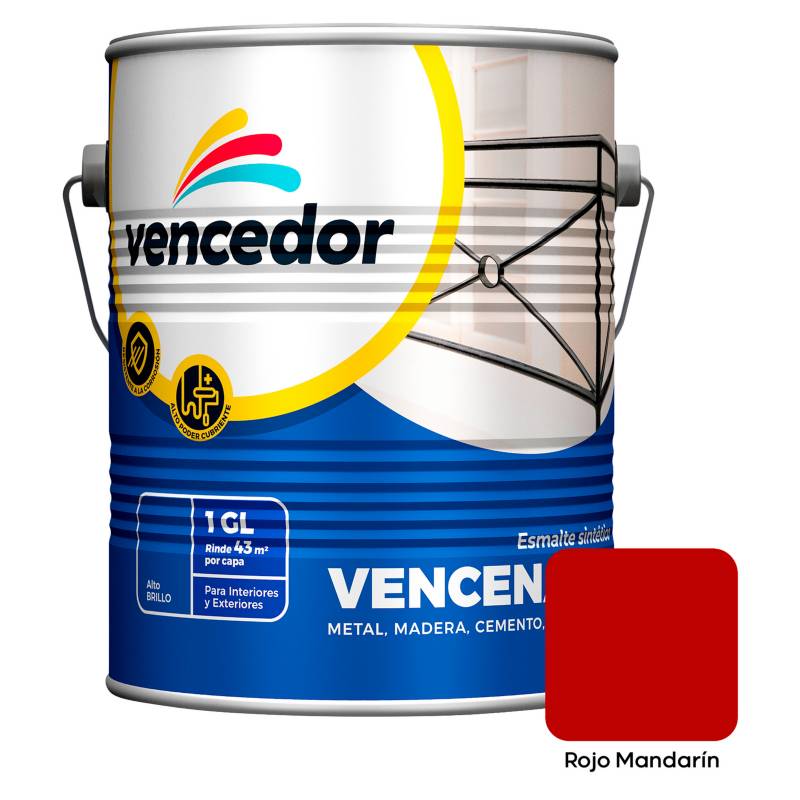 VENCEDOR - Esmalte sintético Vencenamel rojo mandarin 1 gl