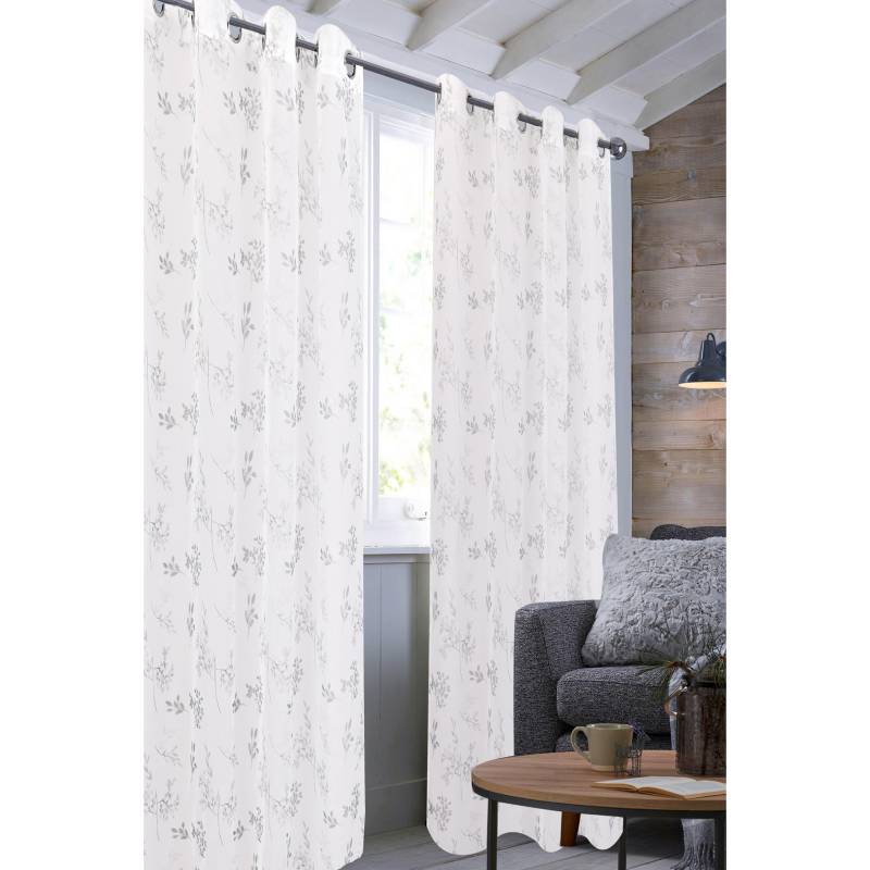 JUST HOME COLLECTION - Cortina Velo Flores 135x220cm Blanco
