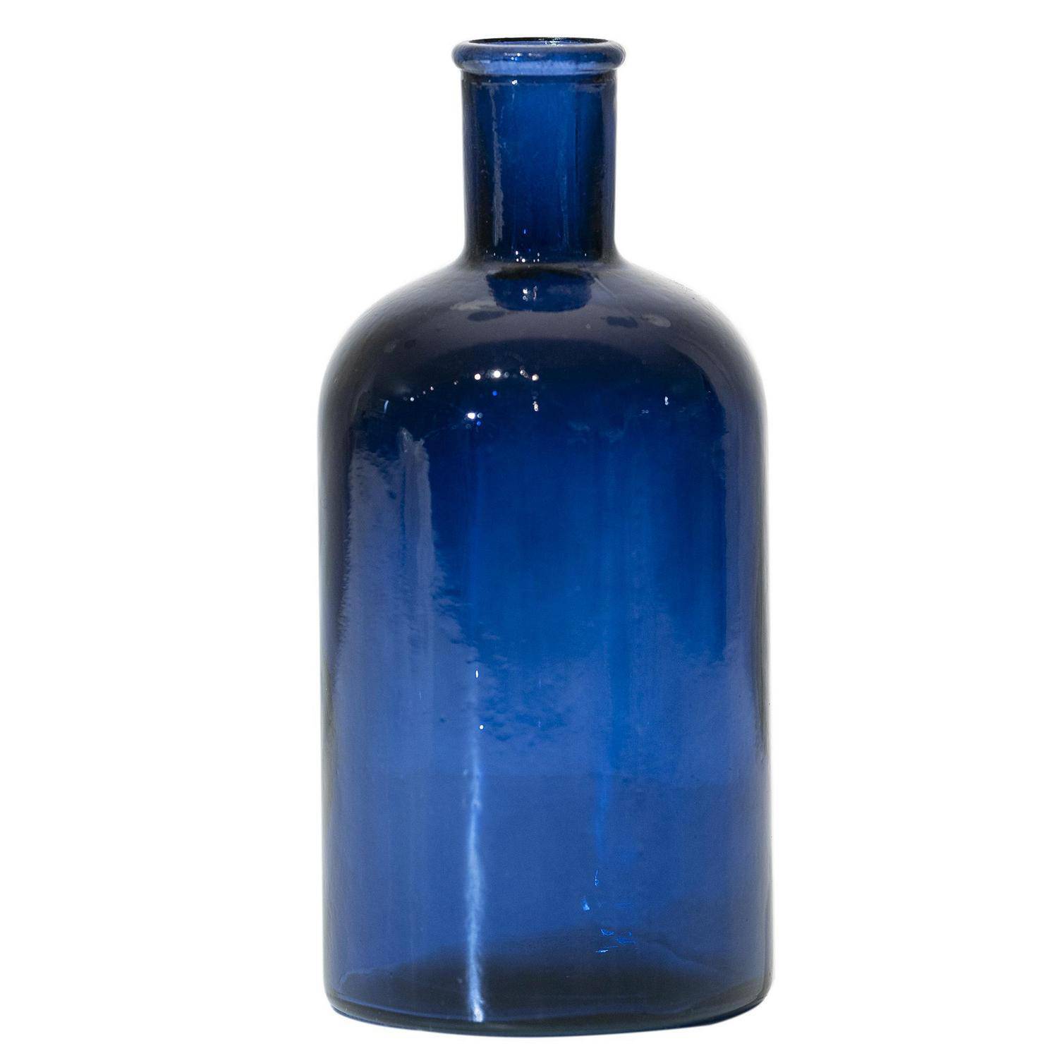 Botella Retro Vidrio Azul 9x19.5x9cm