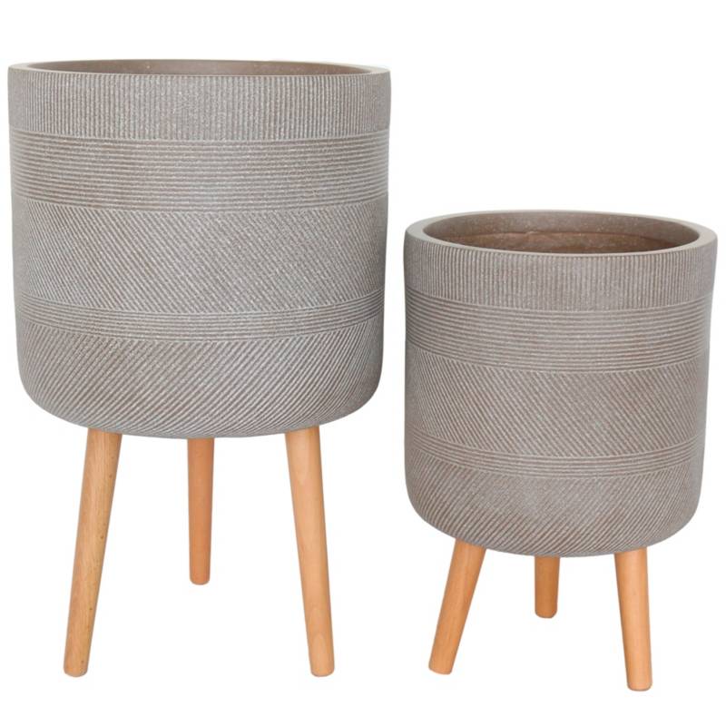 JUST HOME COLLECTION - Set 2 Maceteros con Patas Taupe 46cm
