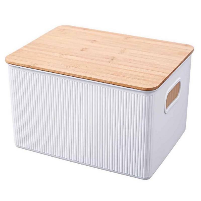 Cesta per bucato BAMBOO PLASTIK bianca 55x34xH25cm