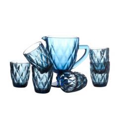 JUST HOME COLLECTION - Set x 7 Vasos Diamante Azul