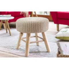 JUST HOME COLLECTION - Banco de madera tejido Beige 42x42
