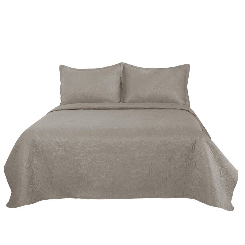 JUST HOME COLLECTION - Cubrecama 2 Plazas Bicolor Taupe/Beige