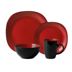 SODIMAC - Juego de vajilla 16 piezas cerámica Rojo