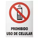 Cartel prohibido uso de celular 40 x 30 cm