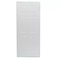 Puerta exterior de acero 6 tableros 200 x 80 cm blanca izquierda