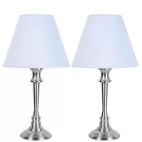 Pack de 2 lámparas de mesa Lillie 1 luz E27 de metal y tela